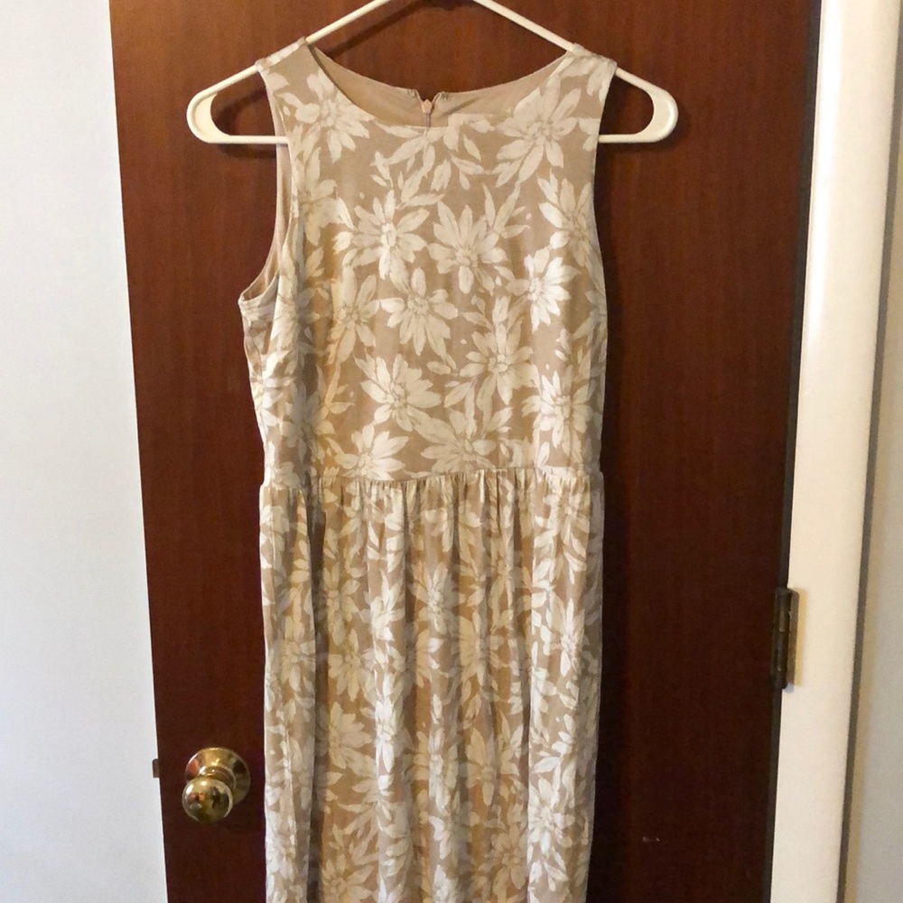 Tan/White Floral Dress